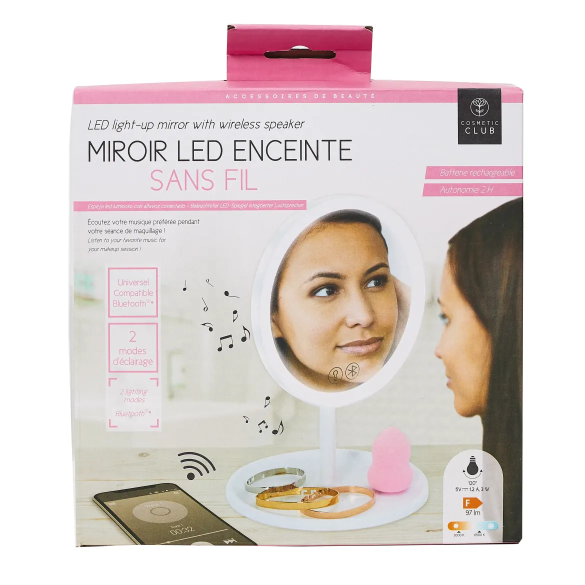 MIROIR LED LUMINEUX ENCEINTE CONNECTEE