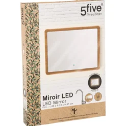 MIROIR MURAL LED RECTANGLE BAMBOU 66X47CM