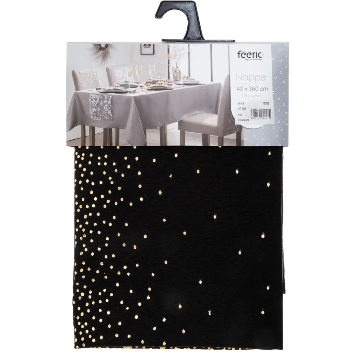NAPPE IMPRIME LEOPARD NOIR OR 140X360CM