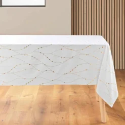 NAPPE RECTANGLE 140X240CM MICROFIBRE FIRMAMENT BLANC OR