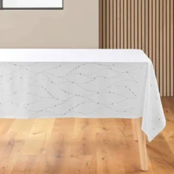 NAPPE RECTANGLE 140X240CM MICROFIBRE FIRMAMENT BLANC ARGENT
