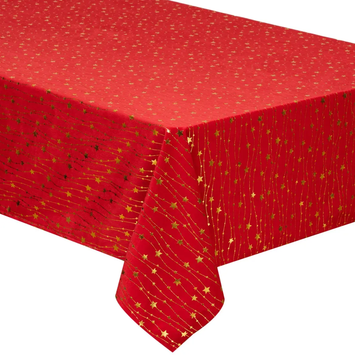 NAPPE VELOURS MOTIF ETOILES ROUGE 140X240CM