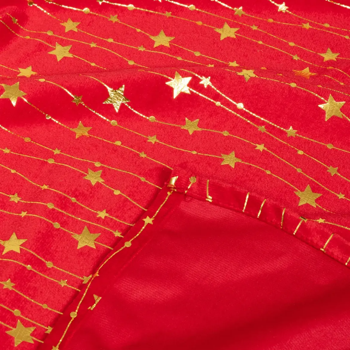NAPPE VELOURS MOTIF ETOILES ROUGE 140X240CM