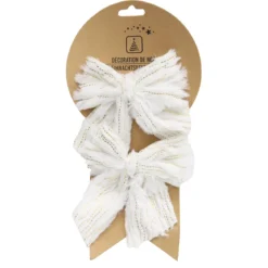 NOEUD BLANC ET DORE X2 PIECES 12X13CM