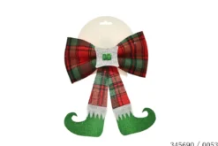 NOEUD CIMIER LUTIN ROUGE ET VERT 20X24CM