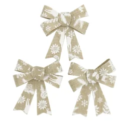 NOEUD COULEUR LIN 10X11CM X3 PIECES