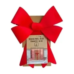NOEUD DE PORTE ROUGE EFFET VELOURS 66CM