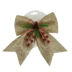 NOEUD PAILLETTES DORE 20X24CM