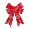NOEUD ROUGE A FLOCONS 15X18CM