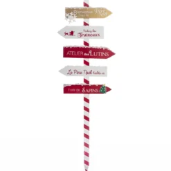 PANCARTE BOIS ROUGE BLANC 120CM