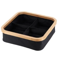 PANIER CARRE PLIABLE 4 COMPARTIMENTS BAMBOU NOIR