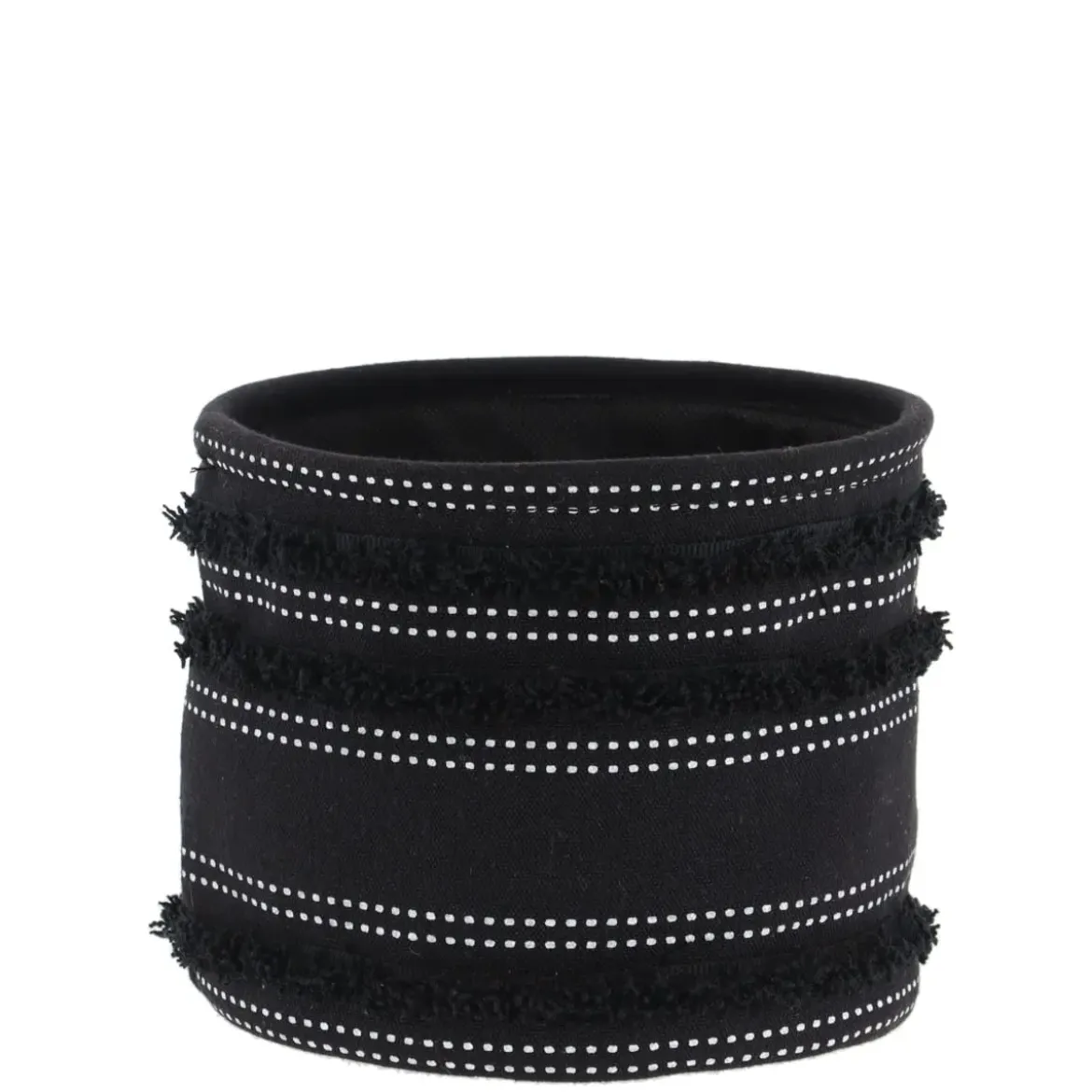 PANIER COTON IMPRIME DECO FRANGES NOIR 19X16CM