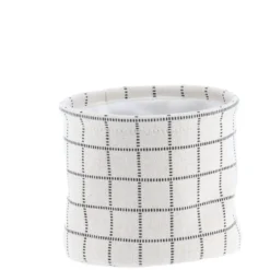 PANIER COTON IMPRIME MOTIF CARRE NATUREL 15X12CM