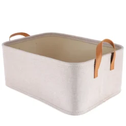 PANIER DE RANGEMENT POLYESTER EVA 44X31X18CM BEIGE
