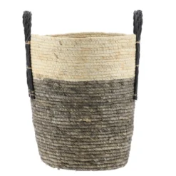 PANIERE A LINGE MAIS NATUREL GRIS 32X38CM