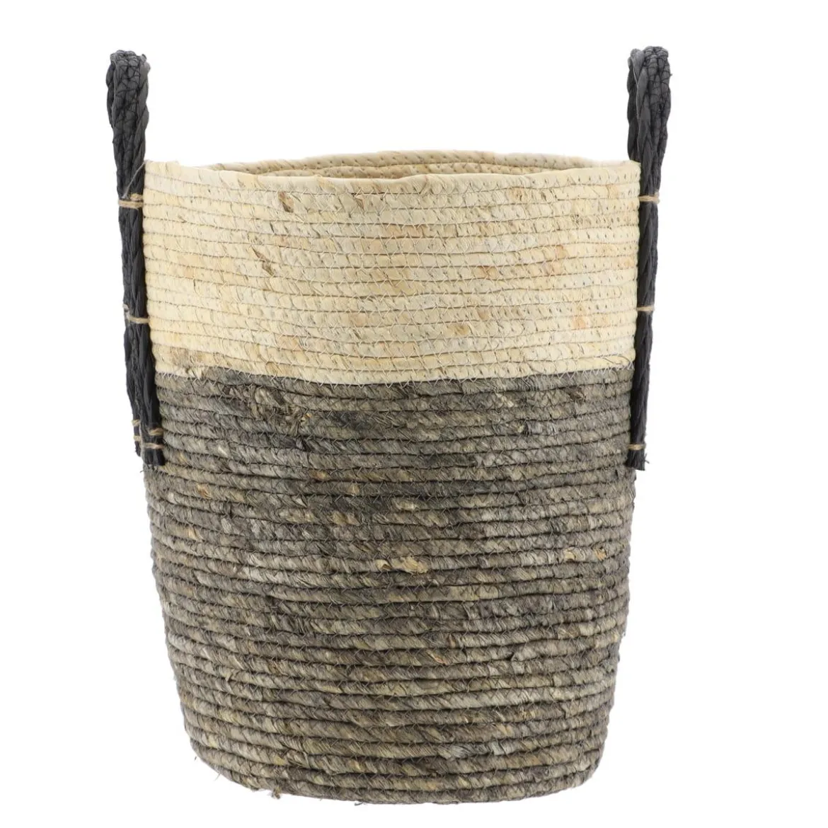 PANIERE A LINGE MAIS NATUREL GRIS 32X38CM