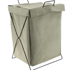 PANIERE A LINGE PLIABLE STRUCTURE METAL 50L VERT D EAU