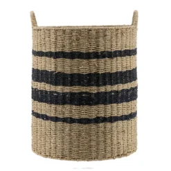 PANIERE A LINGE RONDE NATUREL NOIR D.42X56CM