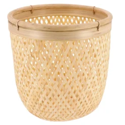 PANIERE A LINGE RONDE ROTIN ET BAMBOU 30X31CM NATUREL