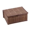PANIERE BAMBOU AVEC COUVERCLE 22X16.5X10CM MARRON