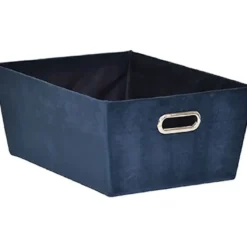 PANIERE DRESSING VELOURS D.18X45X32.5CM BLEU JEANS