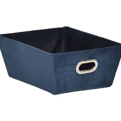 PANIERE DRESSING VELOURS D.10.5X26X20.5CM BLEU JEANS