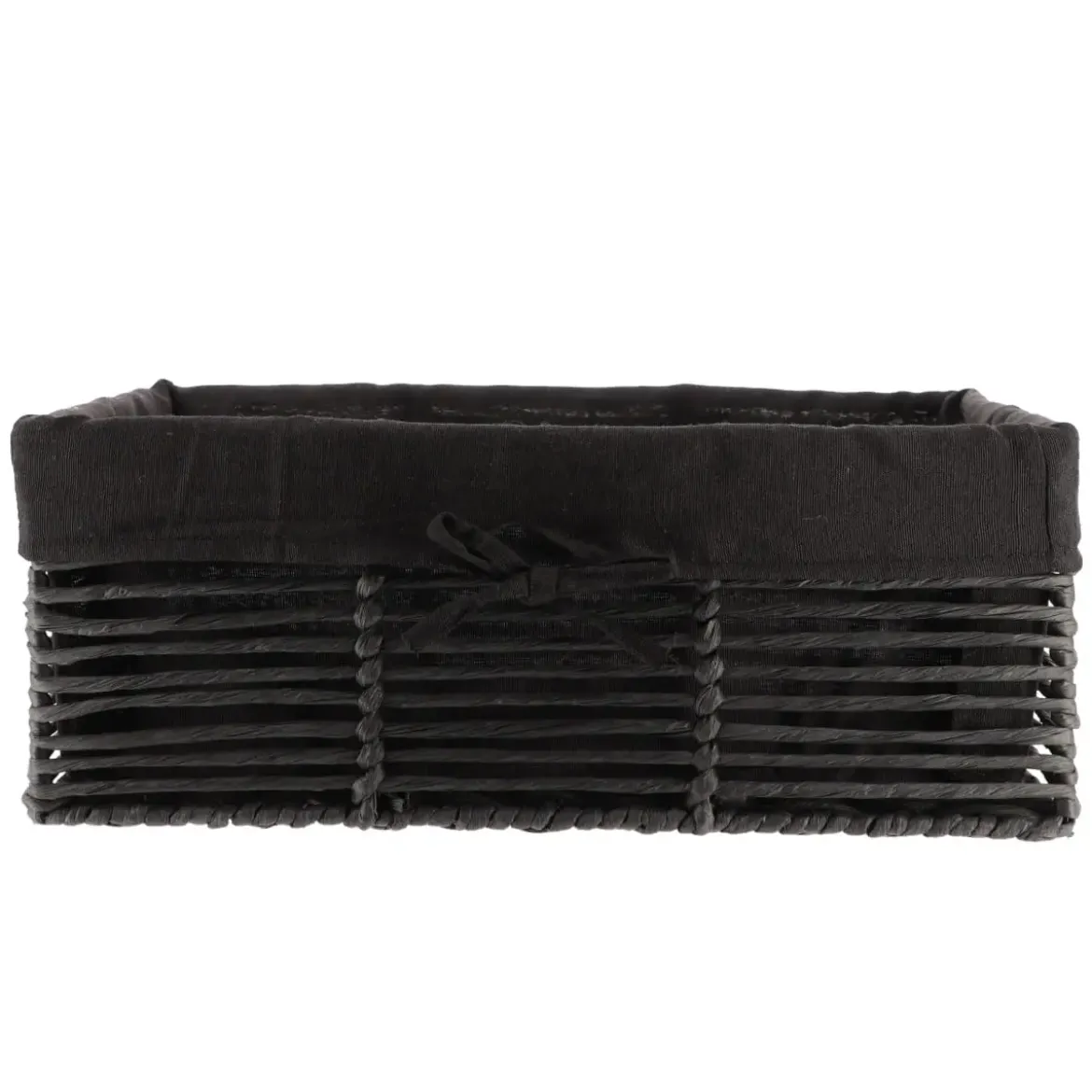 PANIERE EN PAPIER STRUCTURE METAL 44X31X17CM NOIR TISSU NOIR