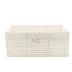 PANIERE EN PAPIER 39X26X15.5CM BLANC TISSU LIN