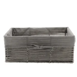 PANIERE EN PAPIER 39X26X15.5CM GRIS TISSU GRIS