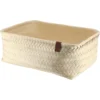 PANIERE EN 44X31X17CM ET LIEN FACON CUIR IVOIRE
