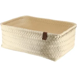PANIERE EN 44X31X17CM ET LIEN FACON CUIR IVOIRE