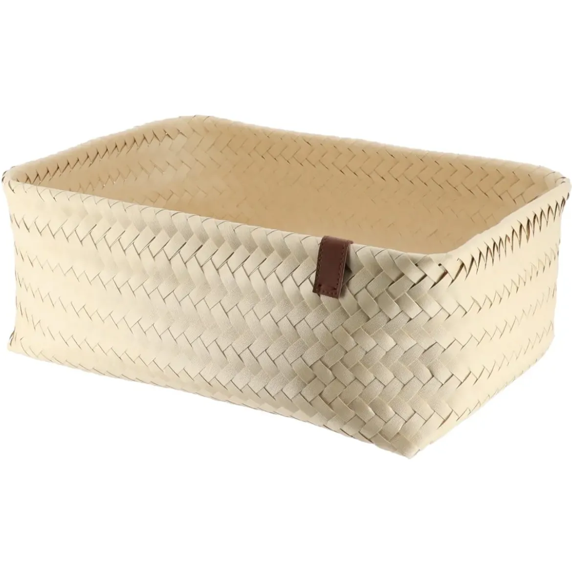 PANIERE EN 44X31X17CM ET LIEN FACON CUIR IVOIRE