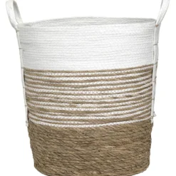 PANIERE FIBRE VEGETALE PAPIER D.45X47CM NATUREL BLANC