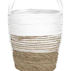 PANIERE FIBRE VEGETALE PAPIER D.34X37CM NATUREL BLANC