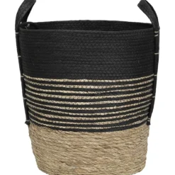 PANIERE FIBRE VEGETALE PAPIER D.40X42CM NATUREL NOIR