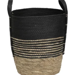 PANIERE FIBRE VEGETALE PAPIER D.34X37CM NATUREL NOIR