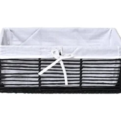 PANIERE GM EN PAPIER STRUCTURE METAL NOIR TISSU BLANC