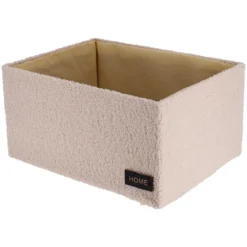 PANIER EN POLYESTER EFFET VELOURS 40X30X20CM BEIGE
