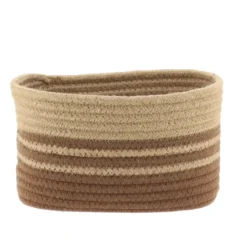 PANIERE OVALE AVEC DECO POMPON NATUREL MARRON 24X15X14CM