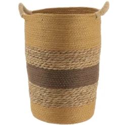 PANIERE RONDE MATIERE VEGETALE ET PAPIER 28X40CM CAMEL