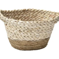 PANIER EVASE MAIS ET VEGETALE 24X15X14CM NATUREL BLANC