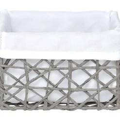 PANIER MM PAPIER GRIS TISSU CREME