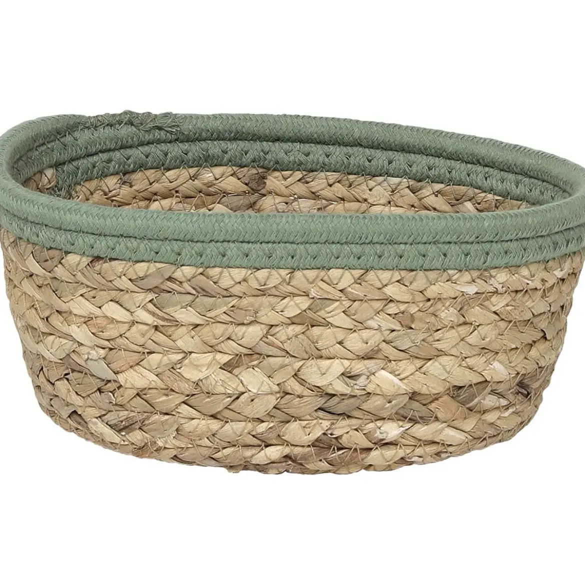PANIER OVAL COTON MATIERE VEGETALE 21X16X9CM VERT
