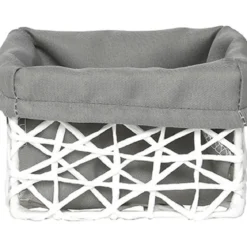 PANIER PM PAPIER BLANC TISSU GRIS