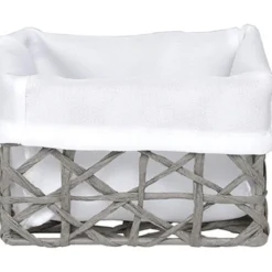 PANIER PM PAPIER GRIS TISSU CREME