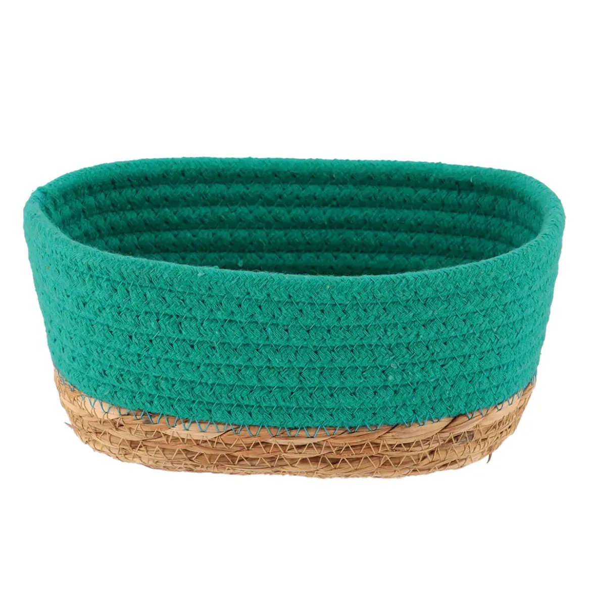 PANIER RECTANGLE COTON VEGETALE 19X11X10CM VERT CARAIBES