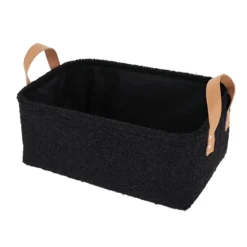 PANIER RECTANGLE FACON BOUCLETTE 39X27X15.5CM NOIR
