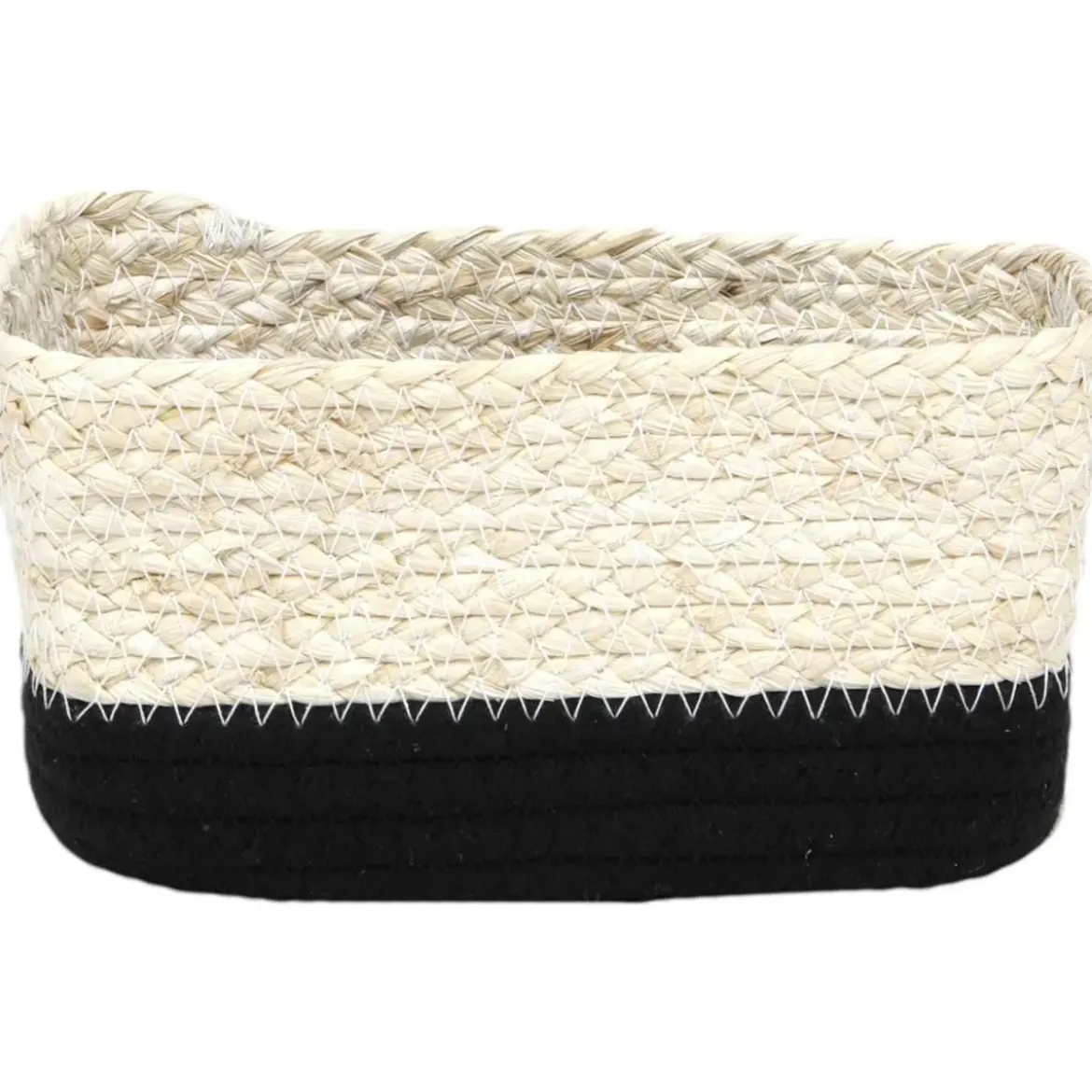PANIER RECTANGULAIRE MAIS COTON 19X11X10CM NATUREL NOIR
