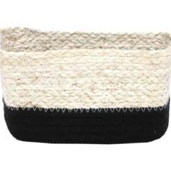 PANIER RECTANGULAIRE MAIS COTON 21X13X12CM NATUREL NOIR