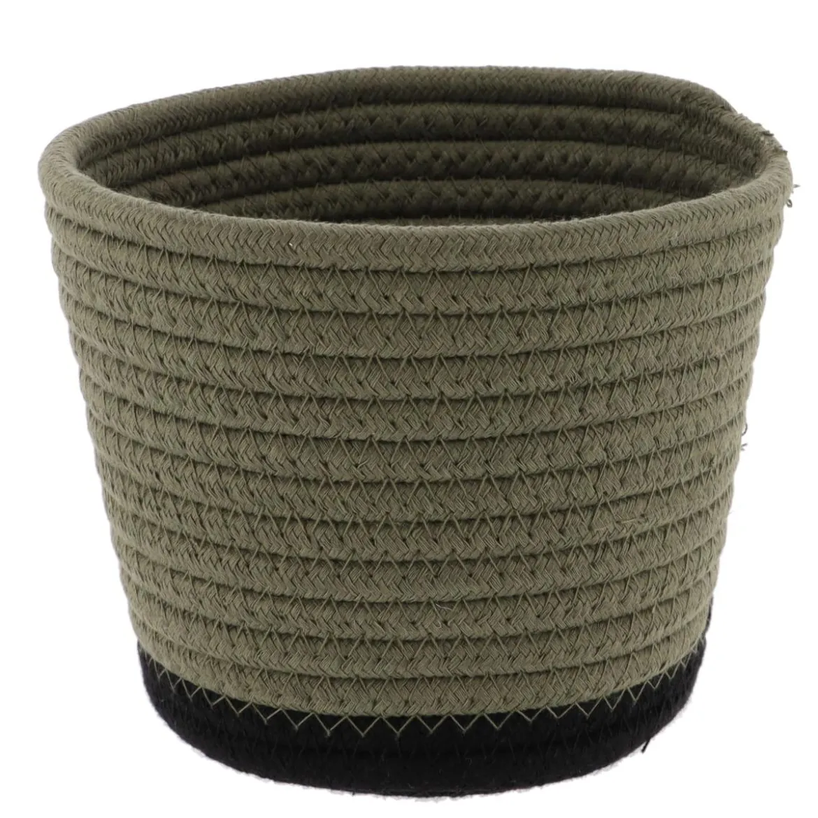 PANIER ROND COTON KAKI NOIR D.15X12CM